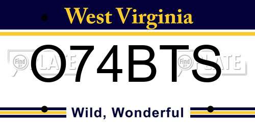 O74BTS West Virginia License Plate