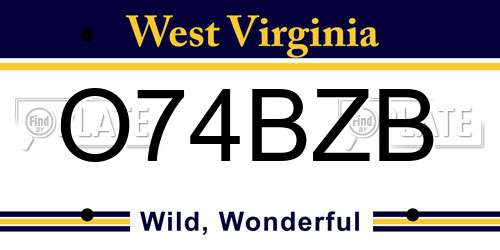 O74BZB West Virginia License Plate