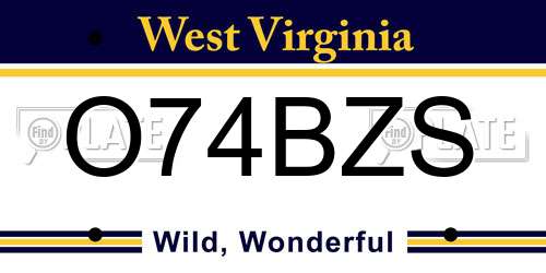 O74BZS West Virginia License Plate