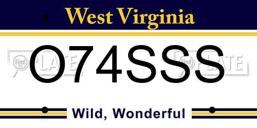 O74SSS West Virginia License Plate