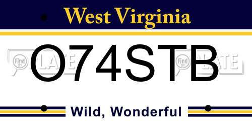 O74STB West Virginia License Plate