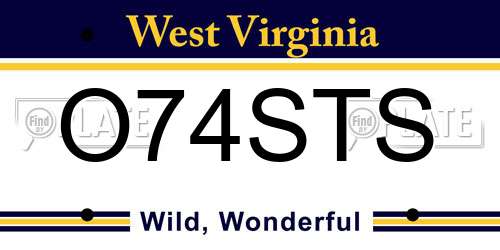 O74STS West Virginia License Plate