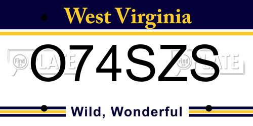 O74SZS West Virginia License Plate