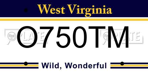 O750TM West Virginia License Plate