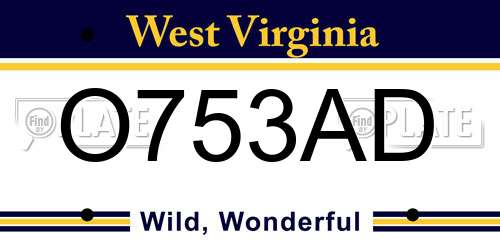 O753AD West Virginia License Plate