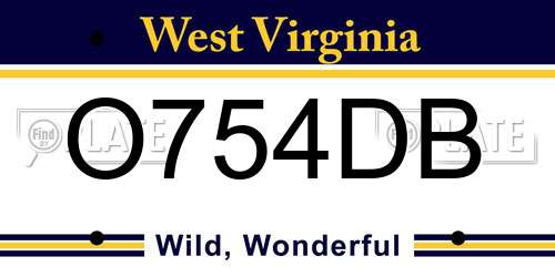 O754DB West Virginia License Plate
