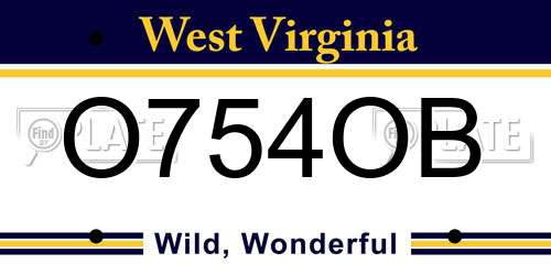 O754OB West Virginia License Plate