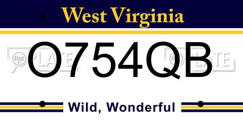 O754QB West Virginia License Plate