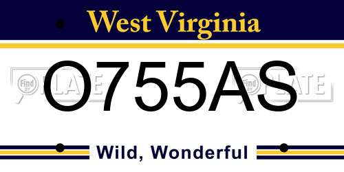 O755AS West Virginia License Plate