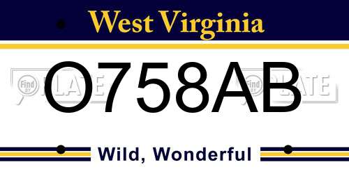 O758AB West Virginia License Plate