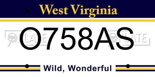 O758AS West Virginia License Plate