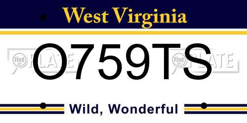 O759TS West Virginia License Plate