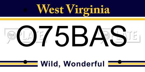 O75BAS West Virginia License Plate