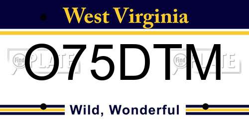 O75DTM West Virginia License Plate