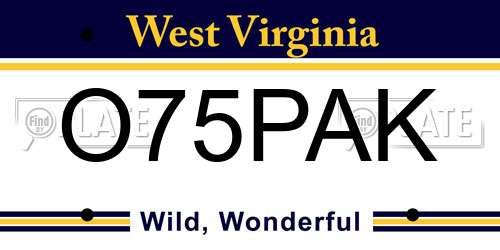O75PAK West Virginia License Plate