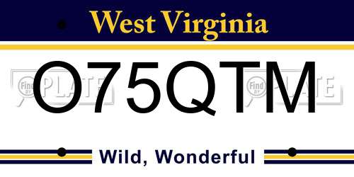 O75QTM West Virginia License Plate