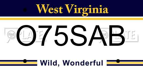O75SAB West Virginia License Plate