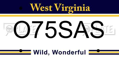 O75SAS West Virginia License Plate
