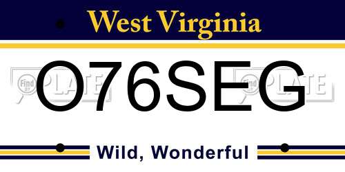 O76SEG West Virginia License Plate