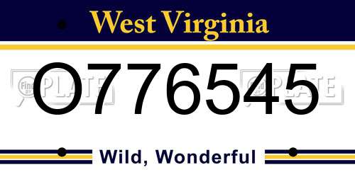 O776545 West Virginia License Plate