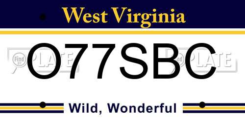 O77SBC West Virginia License Plate