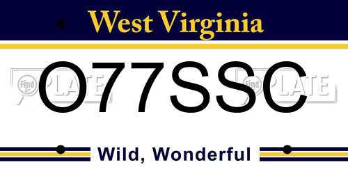 O77SSC West Virginia License Plate