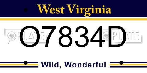 O7834D West Virginia License Plate