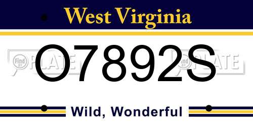 O7892S West Virginia License Plate
