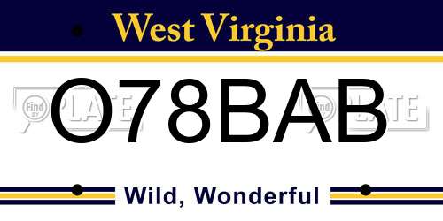 O78BAB West Virginia License Plate