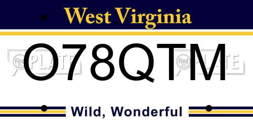 O78QTM West Virginia License Plate