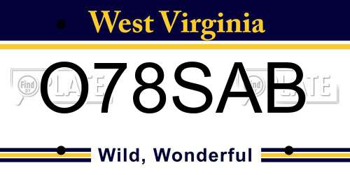 O78SAB West Virginia License Plate