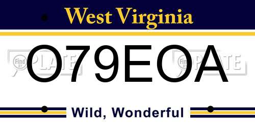 O79EOA West Virginia License Plate