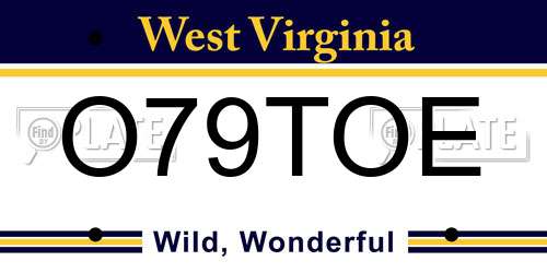 O79TOE West Virginia License Plate