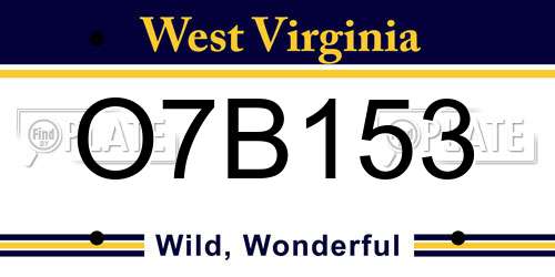 O7B153 West Virginia License Plate