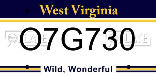 O7G730 West Virginia License Plate