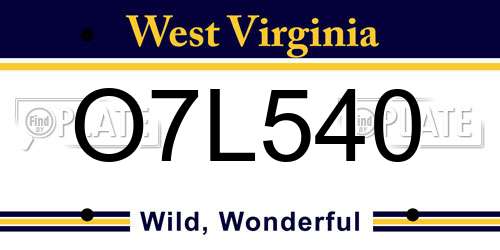 O7L540 West Virginia License Plate