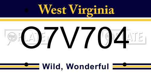 O7V704 West Virginia License Plate