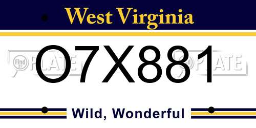 O7X881 West Virginia License Plate