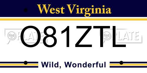 O81ZTL West Virginia License Plate