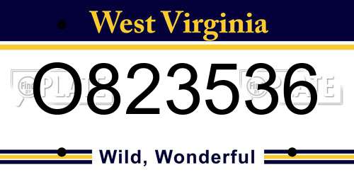 O823536 West Virginia License Plate