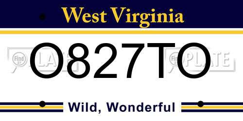 O827TO West Virginia License Plate