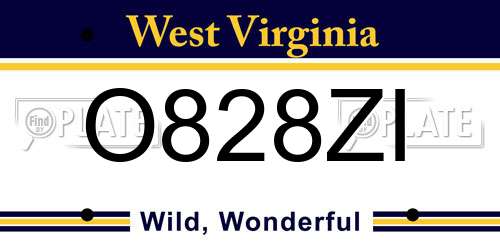O828ZI West Virginia License Plate