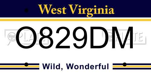 O829DM West Virginia License Plate