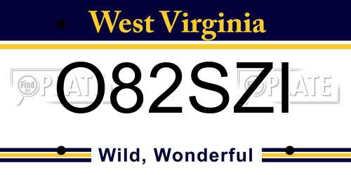 O82SZI West Virginia License Plate