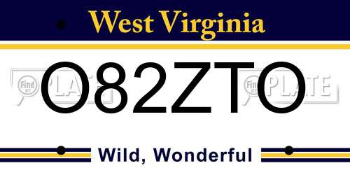 O82ZTO West Virginia License Plate