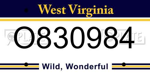 O830984 West Virginia License Plate
