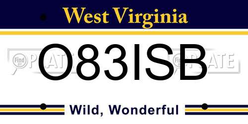 O83ISB West Virginia License Plate