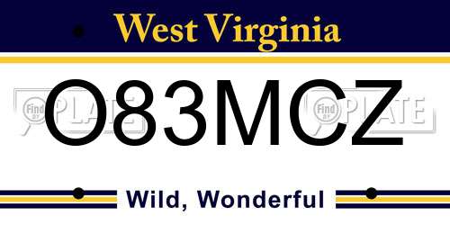 O83MCZ West Virginia License Plate