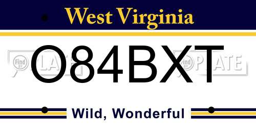 O84BXT West Virginia License Plate