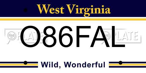 O86FAL West Virginia License Plate